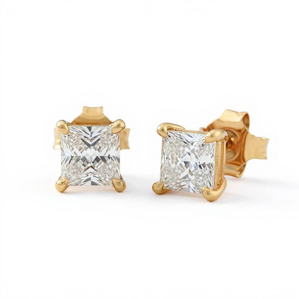 Baby Lab Diamond Solitaire Earrings in Princess, Heart, Oval, Round, Pear & Emerald Cuts – Available in Yellow Gold, Rose Gold & White Gold by JewelsLane