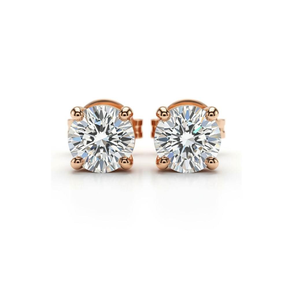 Baby Lab Diamond Solitaire Earrings in Princess, Heart, Oval, Round, Pear & Emerald Cuts – Available in Yellow Gold, Rose Gold & White Gold by JewelsLane