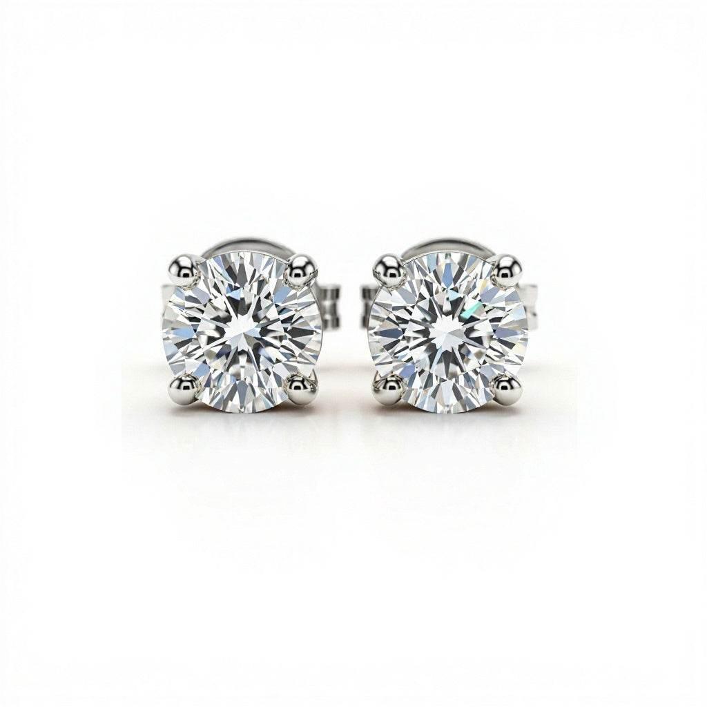 Baby Lab Diamond Solitaire Earrings in Princess, Heart, Oval, Round, Pear & Emerald Cuts – Available in Yellow Gold, Rose Gold & White Gold by JewelsLane