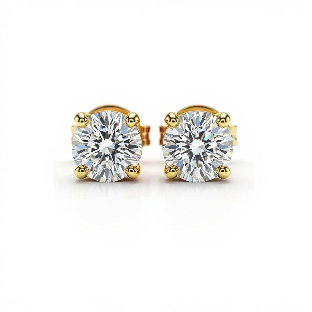 Baby Lab Diamond Solitaire Earrings in Princess, Heart, Oval, Round, Pear & Emerald Cuts – Available in Yellow Gold, Rose Gold & White Gold by JewelsLane