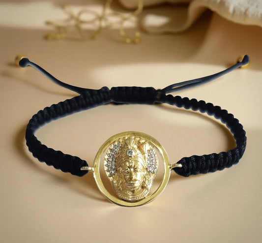 Beautiful Bajrang Bali Hanuman Bracelet in Gold with Diamonds - Jewelslane