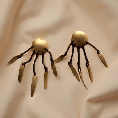 Gold Earrings with Brushed Look - Jewelslane