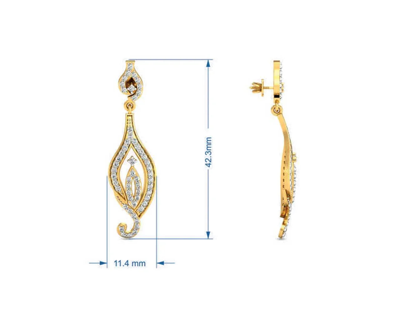 Cass Long Diamond Earrings - Jewelslane