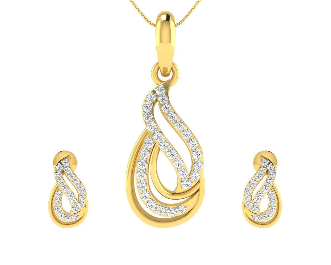Caylin Diamond Pendant & Earrings Set - Jewelslane