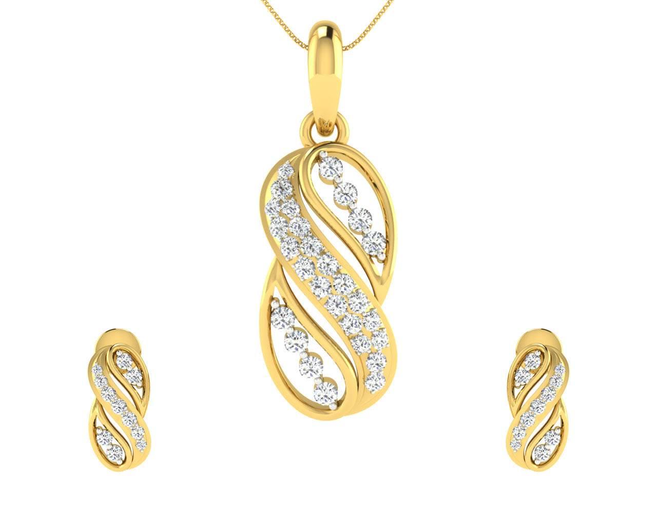 Celina Diamond Earrings Pendant Set - Jewelslane