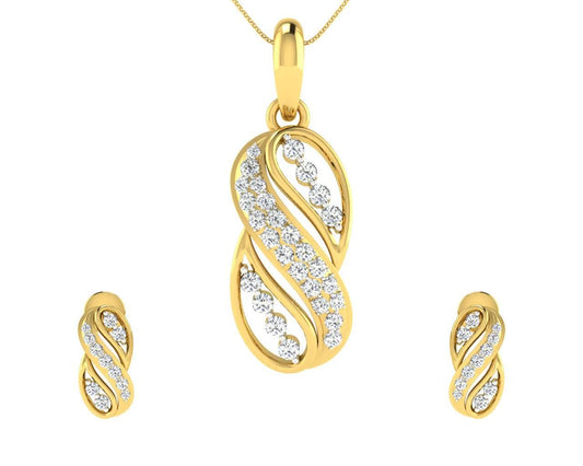 Celina Diamond Earrings Pendant Set - Jewelslane