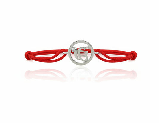 Ik Onkaar Single Diamond Silver Bracelet - Jewelslane