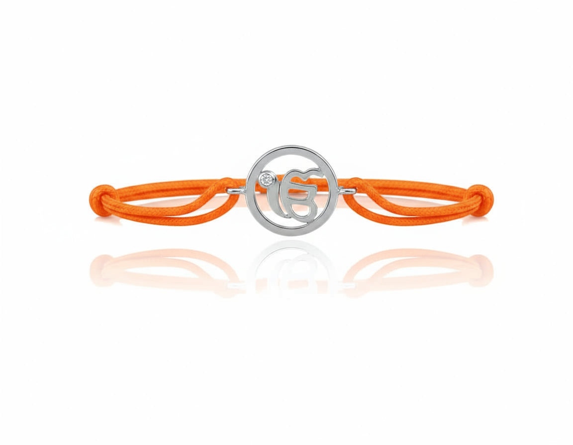 Ik Onkaar Single Diamond Silver Bracelet - Jewelslane