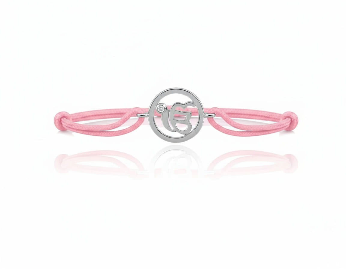 Ik Onkaar Single Diamond Silver Bracelet - Jewelslane