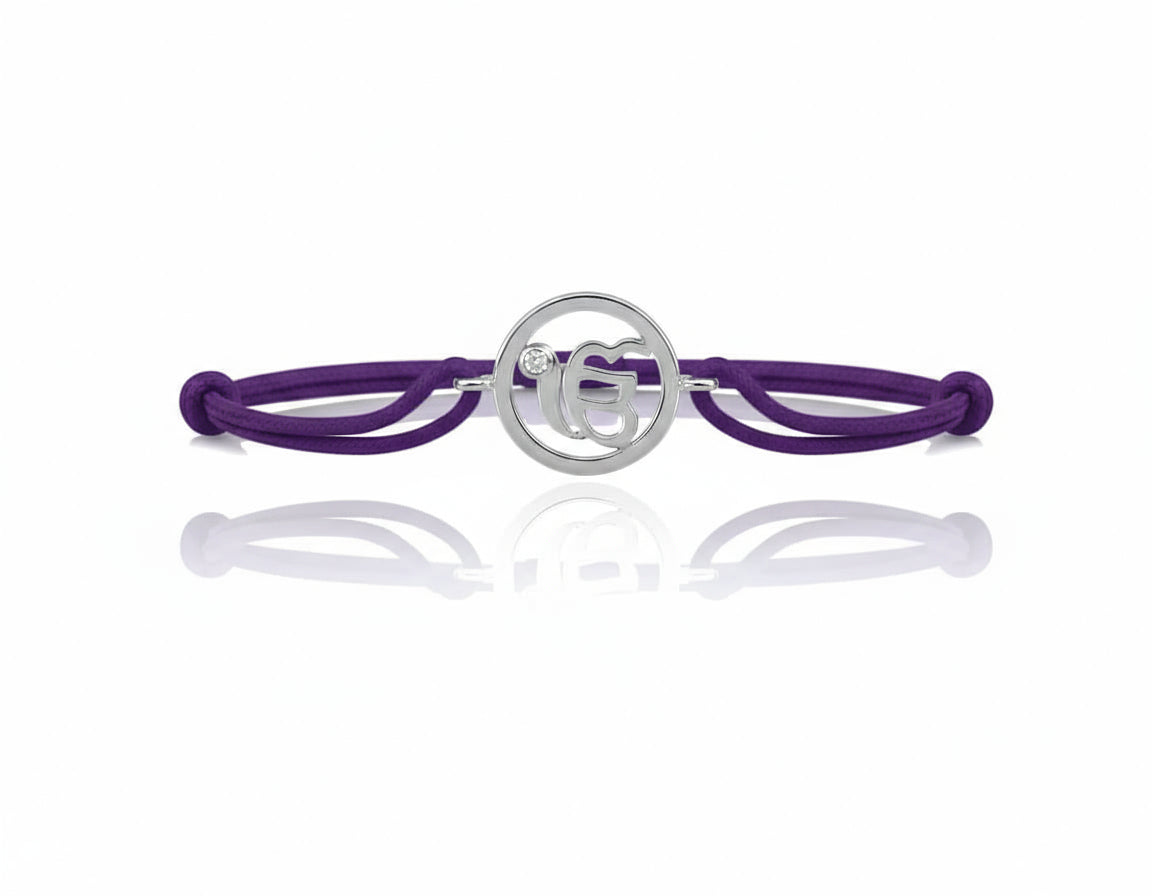 Ik Onkaar Single Diamond Silver Bracelet - Jewelslane