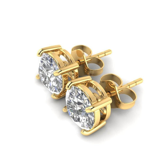 Classic Round brilliant Lab Grown Solitaire Diamond Earrings in gold - Jewelslane