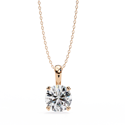 Classic Round Brilliant Solitaire Diamond Pendant in Gold - Jewelslane