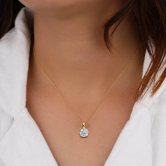Classic Round Brilliant Solitaire Diamond Pendant in Gold - Jewelslane