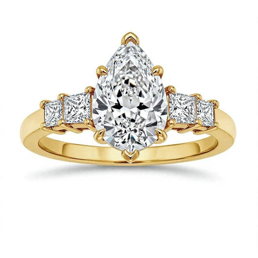 Cora Lab Grown Pear shape Diamond solitaire engagement ring - Jewelslane