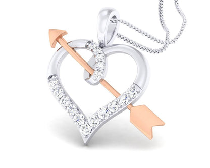 Cupid’s Arrow Heart Pendant in two tone 18k gold with diamonds - Jewelslane