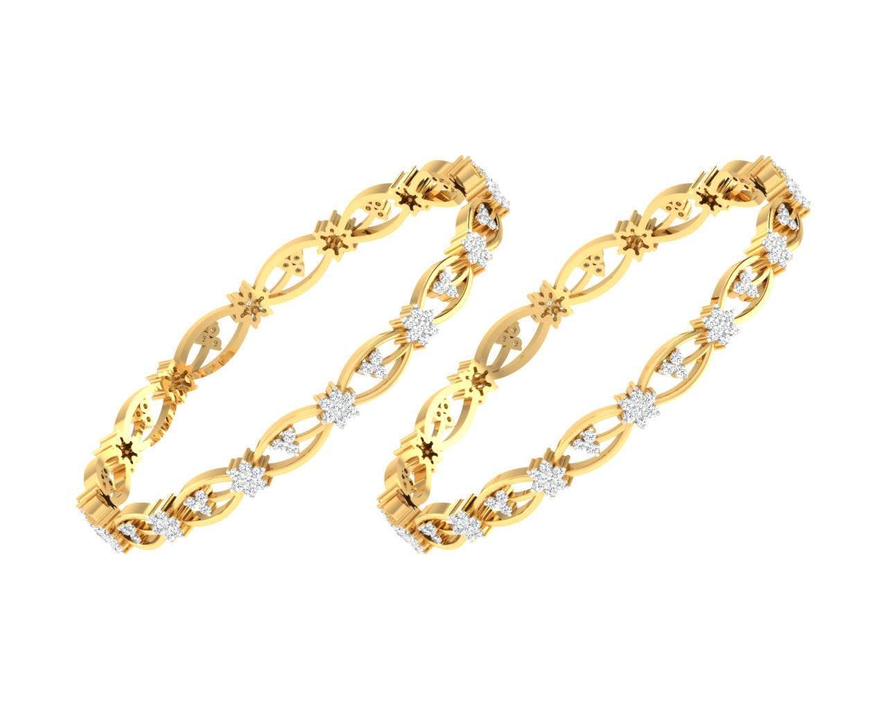 Dalia Round Brilliant Diamond Bangles - Jewelslane