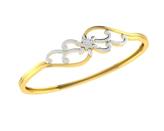 Danya Round Brilliant Diamond Half Bangle - Jewelslane