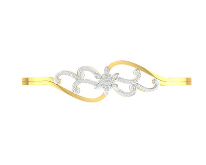Danya Round Brilliant Diamond Half Bangle - Jewelslane