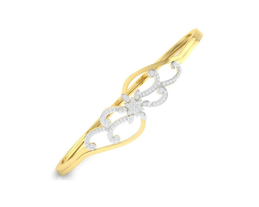 Danya Round Brilliant Diamond Half Bangle - Jewelslane