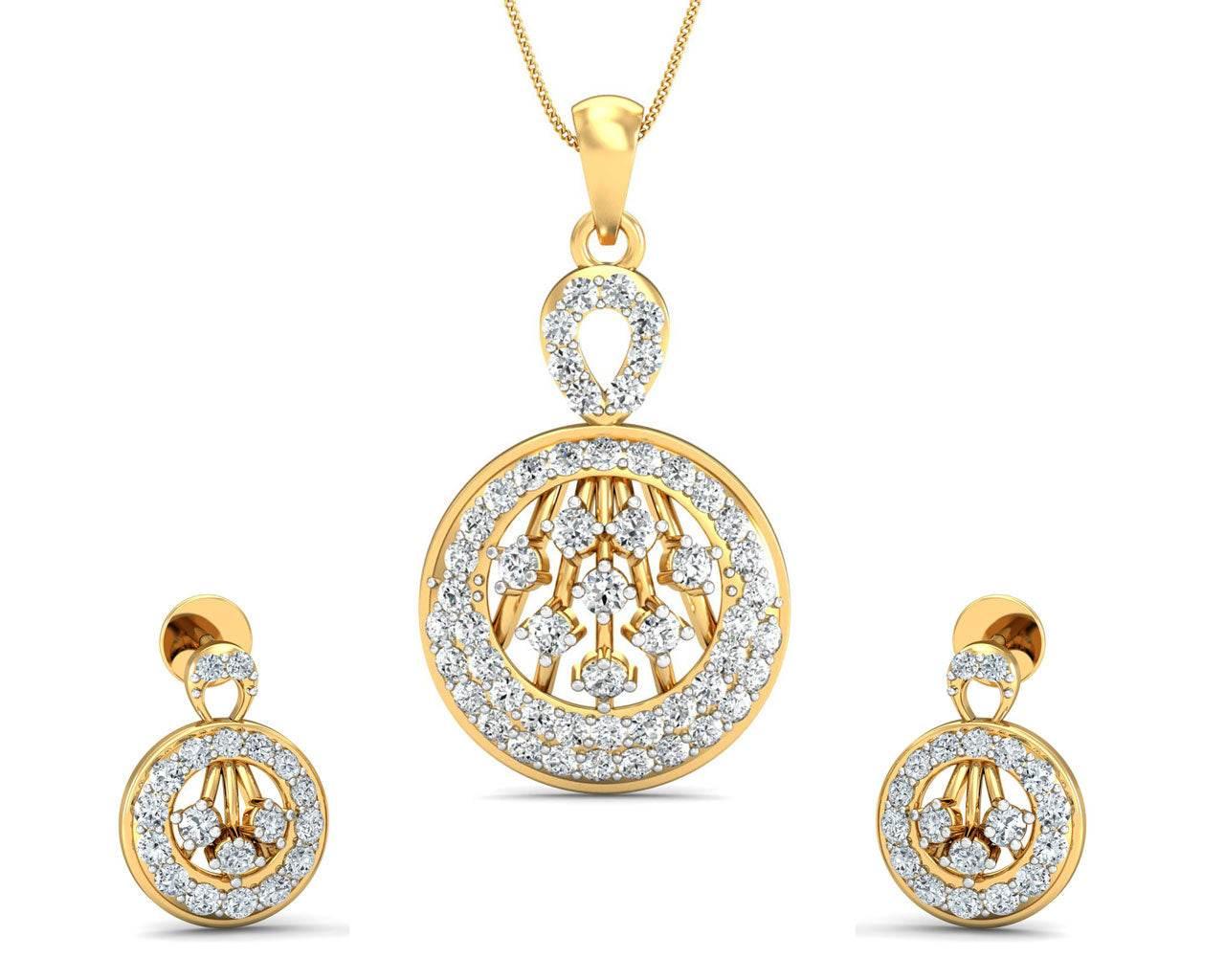 Dea Brilliant Cut Diamond Earring Pendant Set - Jewelslane
