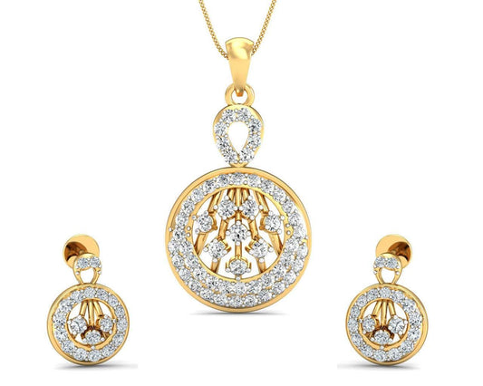 Dea Brilliant Cut Diamond Earring Pendant Set - Jewelslane