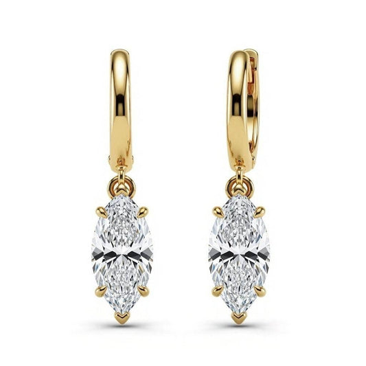 Delia Marquee Shape Lab Diamond Hoop Earrings - Jewelslane