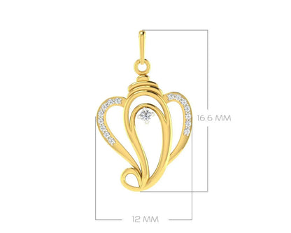 Delicate Ganesh Pendant in gold with diamonds - Jewelslane