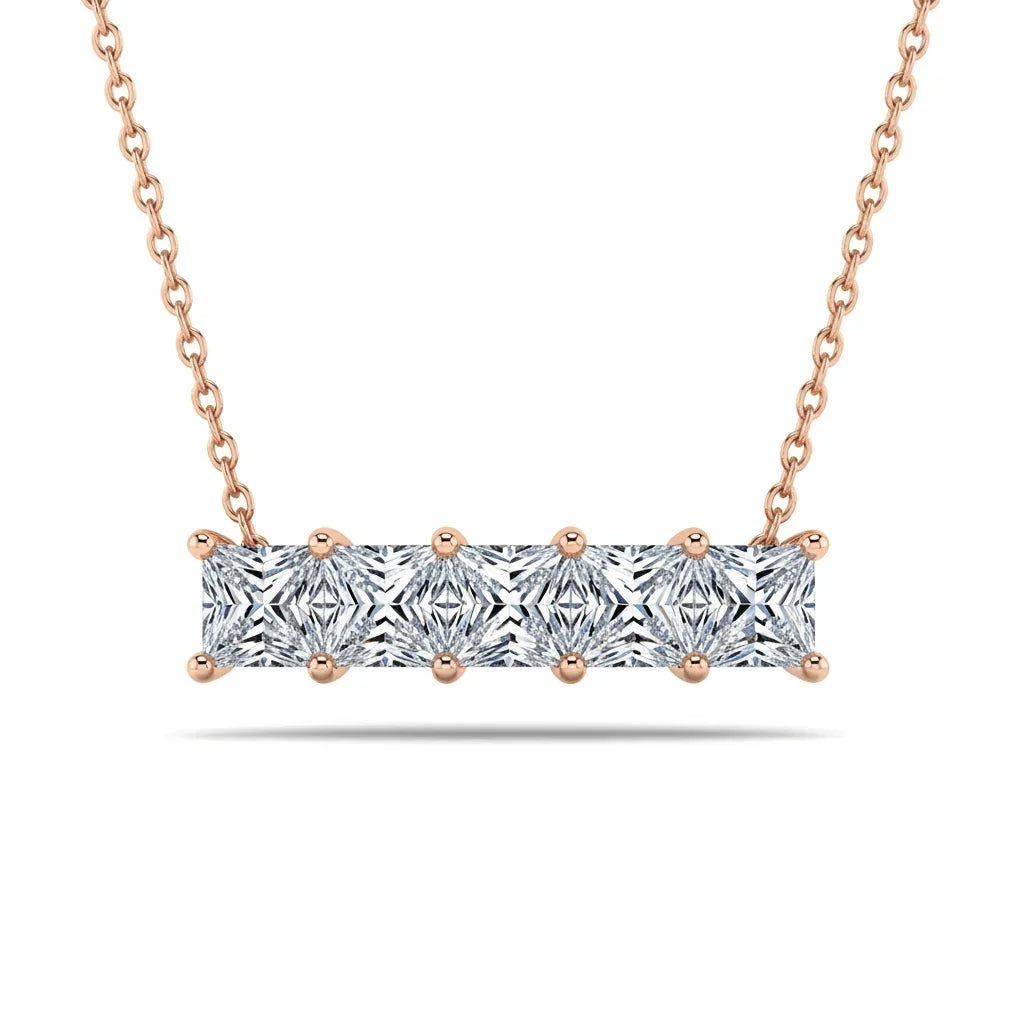 Devyn Princess Cut Lab Diamond Solitaire Pendant Necklace - Jewelslane