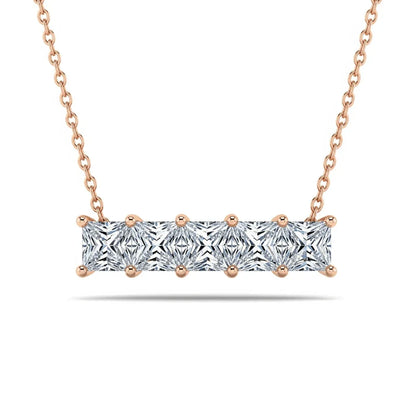 Devyn Princess Cut Lab Diamond Solitaire Pendant Necklace - Jewelslane