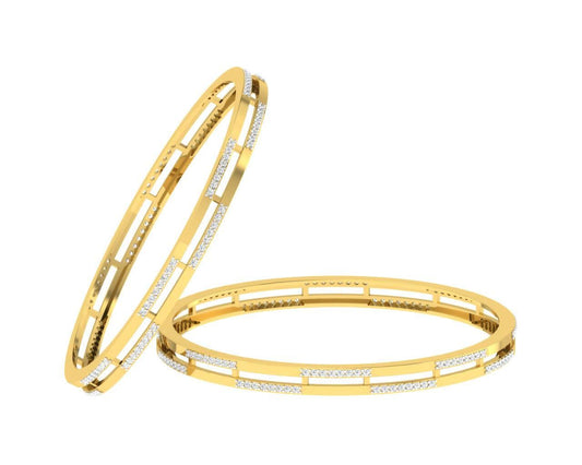 Diane Diamond Bangle Pair in Gold - Jewelslane
