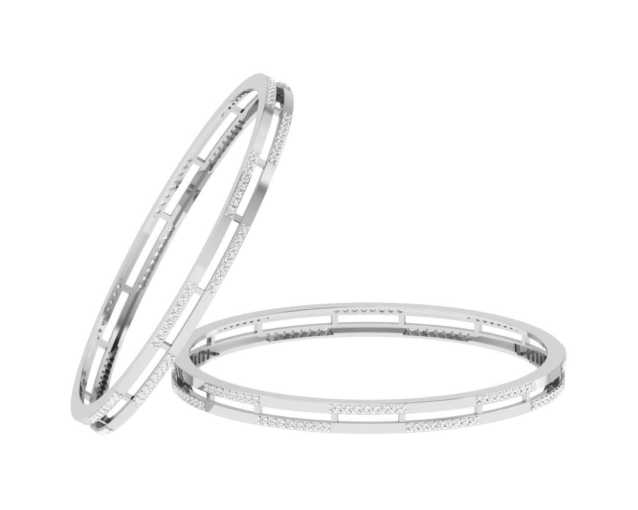 Diane Diamond Bangle Pair in Gold - Jewelslane