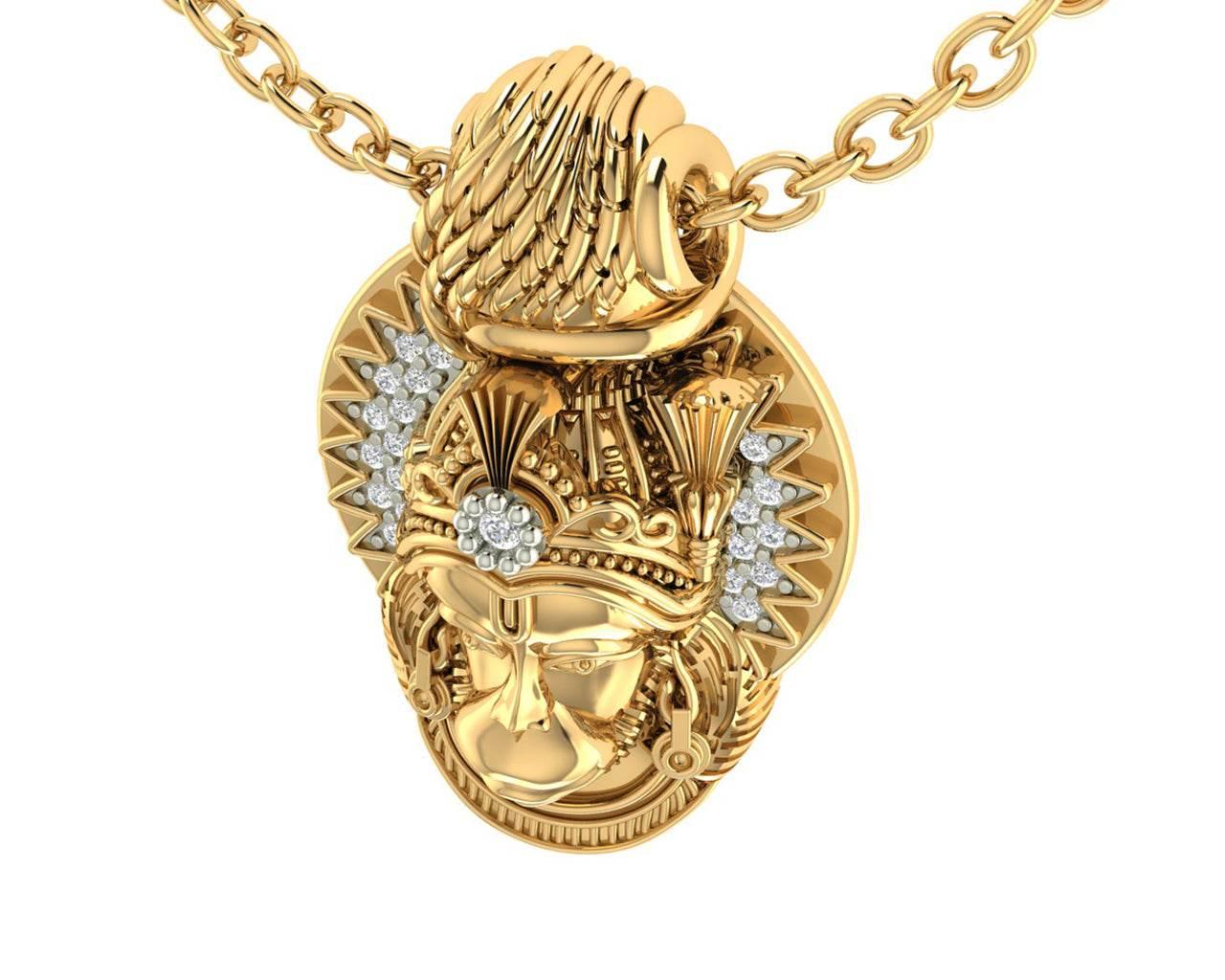 Divine Hanuman Pendant in Gold - Jewelslane