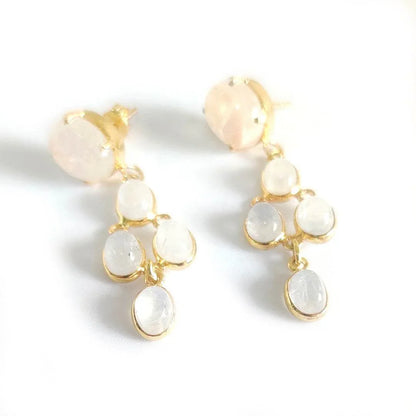 Rainbow Moonstone Earrings in 18k gold plated silver - Jewelslane