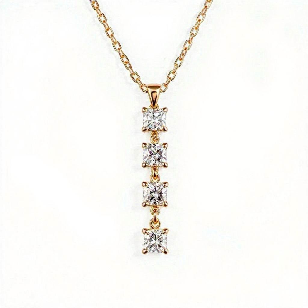 Elba Princess Cut Lab Grown Diamonds Solitaire Pendant in gold - Jewelslane