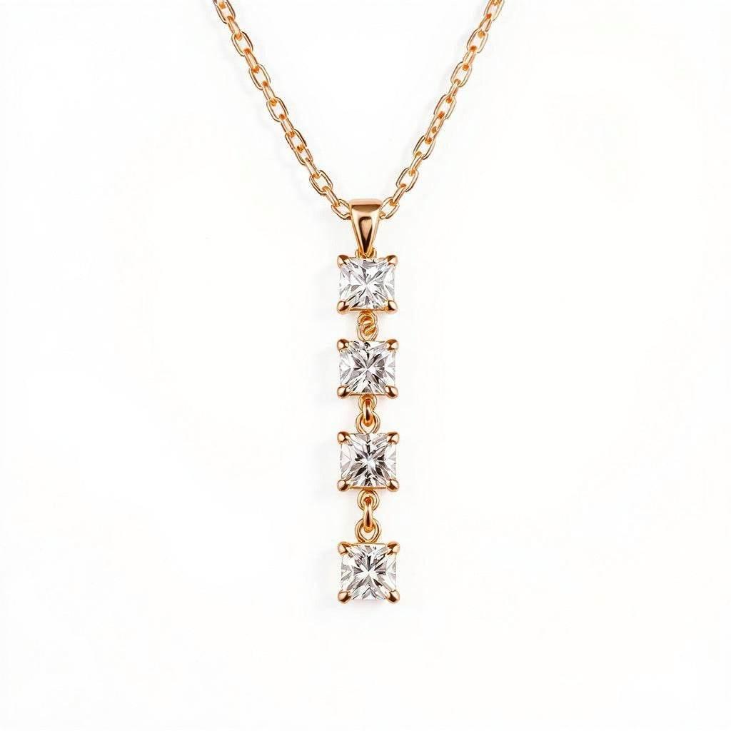 Elba Princess Cut Lab Grown Diamonds Solitaire Pendant in gold - Jewelslane