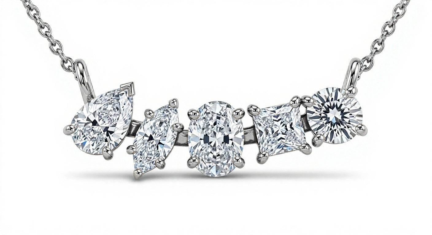 Eliza Fancy Shape Lab Diamond Solitaires Pendant necklace - Jewelslane