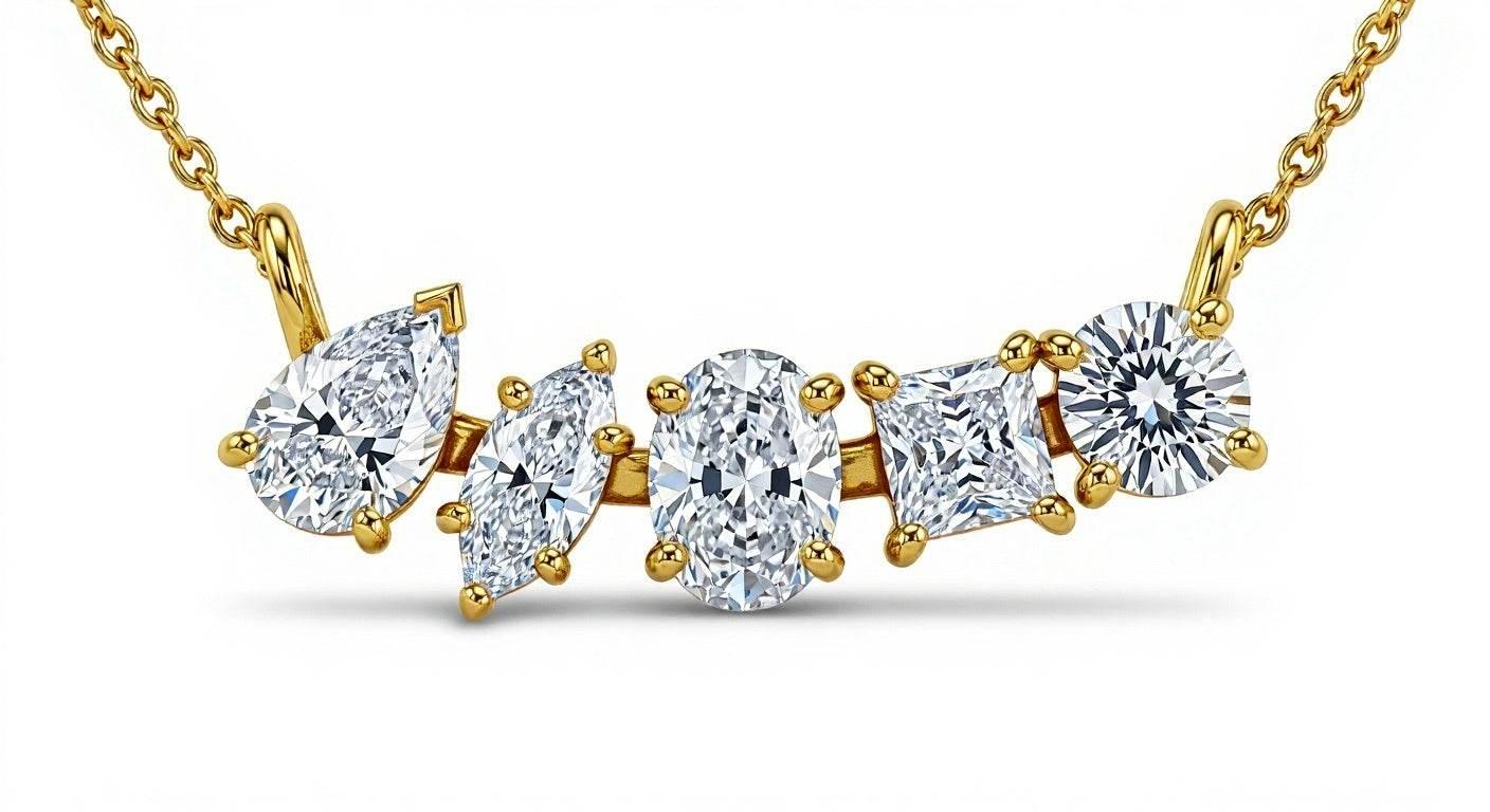 Eliza Fancy Shape Lab Diamond Solitaires Pendant necklace - Jewelslane