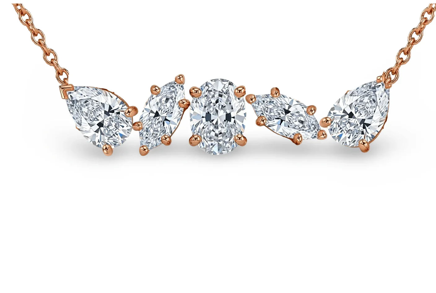 Elma Fancy Shape Diamond Solitaires Pendant Necklace - Jewelslane