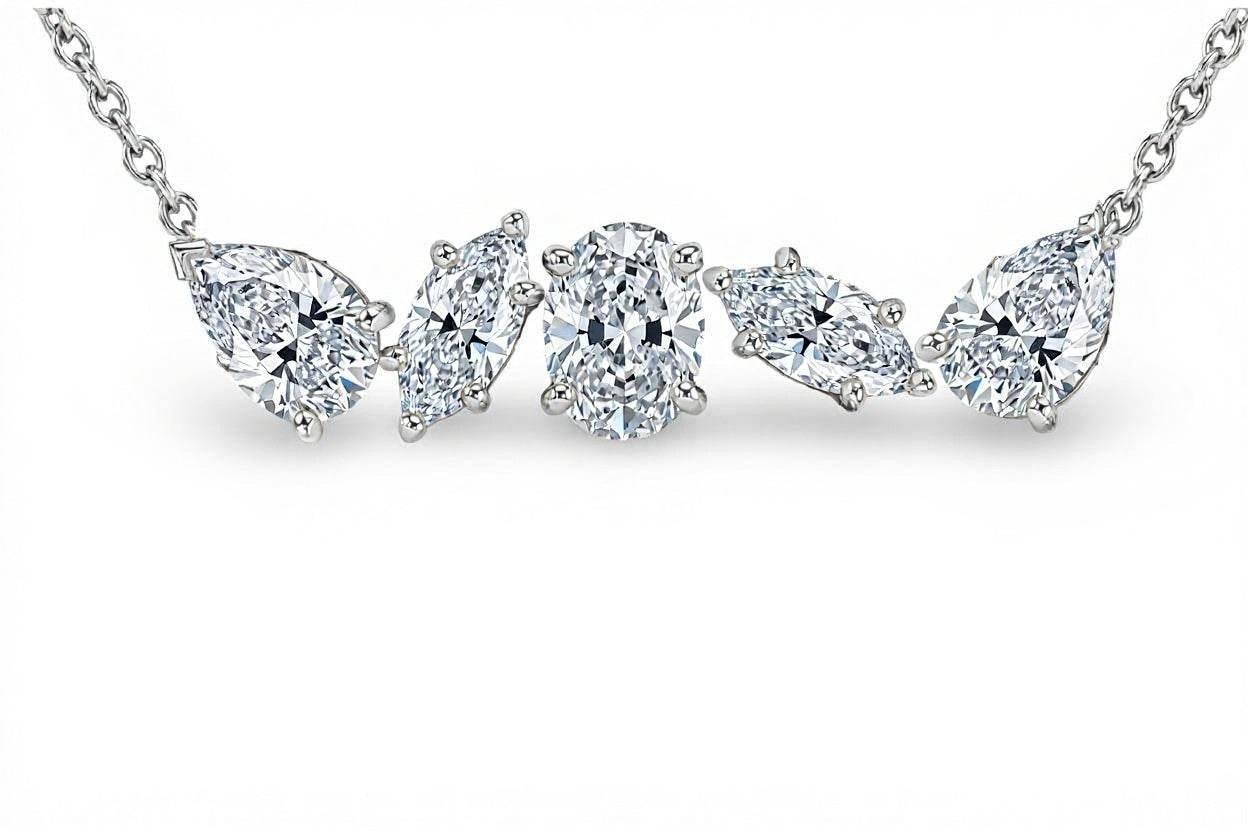 Elma Fancy Shape Diamond Solitaires Pendant Necklace - Jewelslane