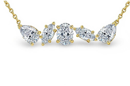 Elma Fancy Shape Diamond Solitaires Pendant Necklace - Jewelslane