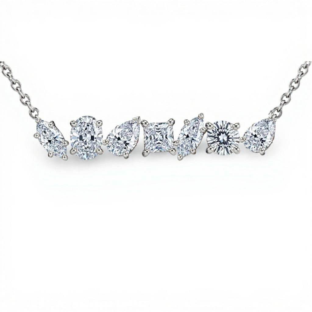 Elona Fancy Shape Diamond Solitaires Pendant Necklace - Jewelslane