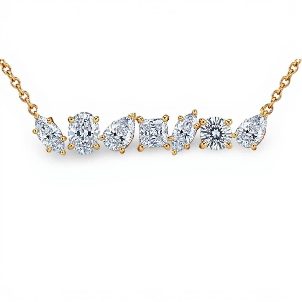 Elona Fancy Shape Diamond Solitaires Pendant Necklace - Jewelslane