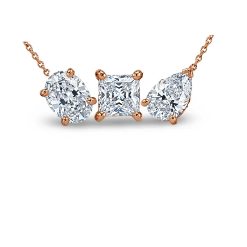 Elor Fancy Shape Diamond solitaires pendant Necklace - Jewelslane