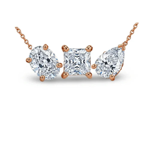 Elor Fancy Shape Diamond solitaires pendant Necklace - Jewelslane