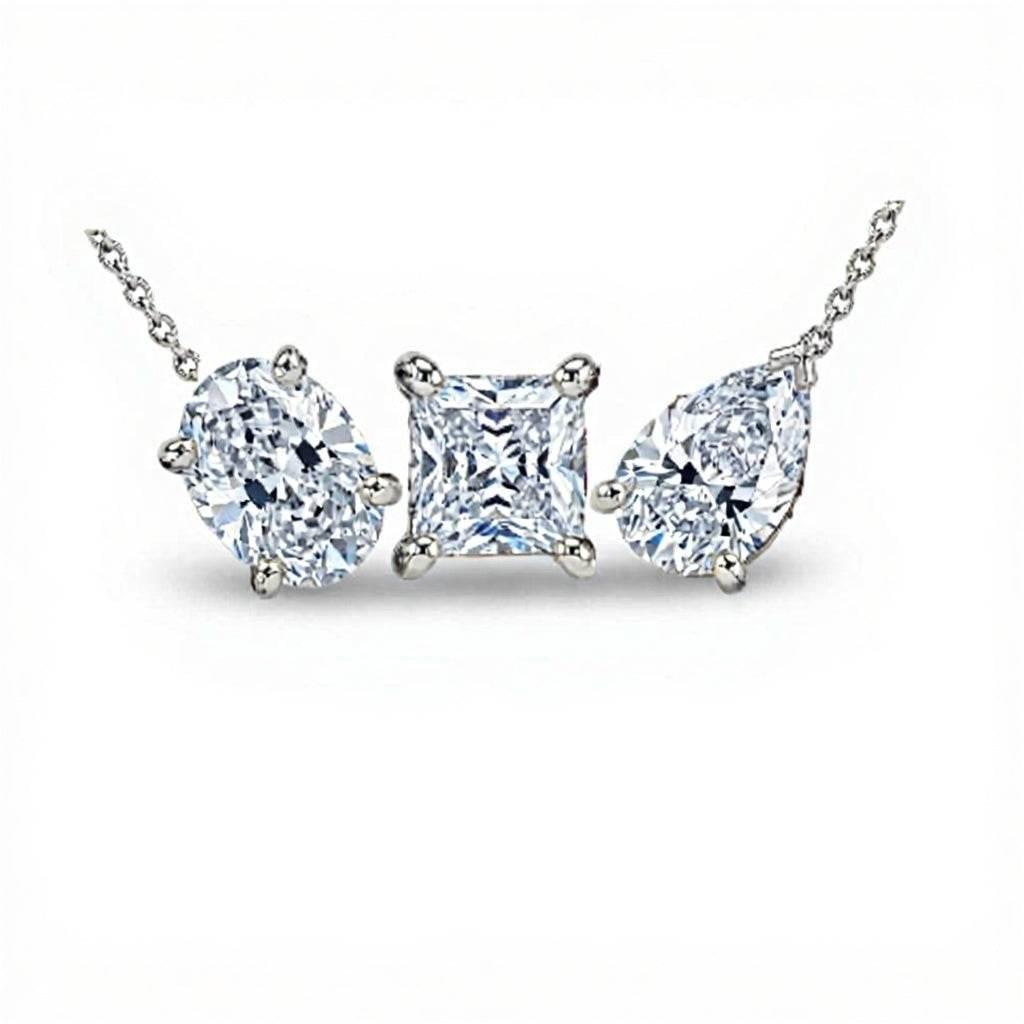Elor Fancy Shape Diamond solitaires pendant Necklace - Jewelslane