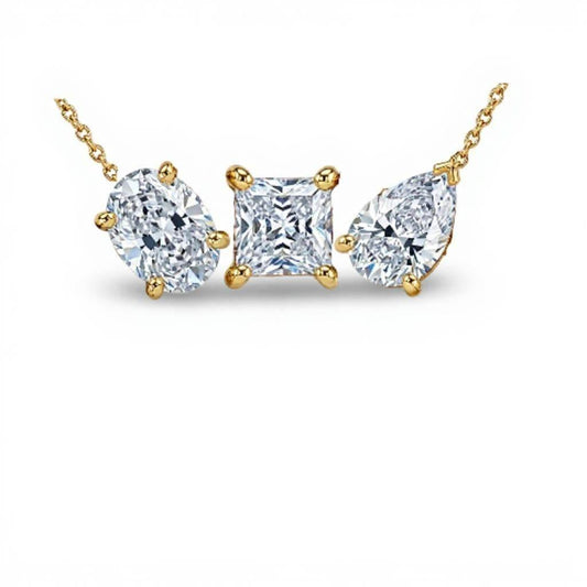Elor Fancy Shape Diamond solitaires pendant Necklace - Jewelslane