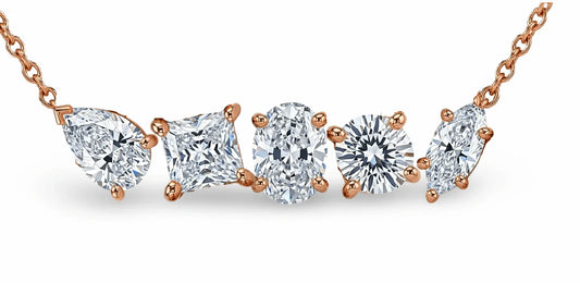 Elvi Fancy Shape Lab Diamond Solitaire Pendant Necklace - Jewelslane