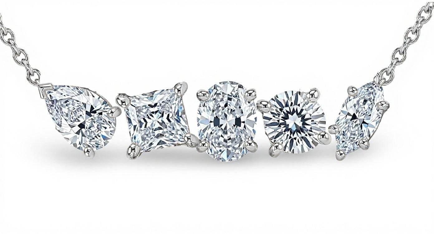 Elvi Fancy Shape Lab Diamond Solitaire Pendant Necklace - Jewelslane