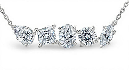 Elvi Fancy Shape Lab Diamond Solitaire Pendant Necklace - Jewelslane