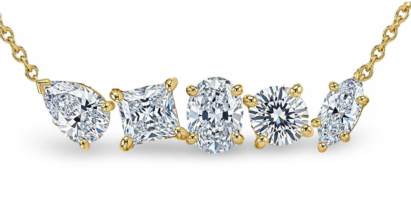Elvi Fancy Shape Lab Diamond Solitaire Pendant Necklace - Jewelslane